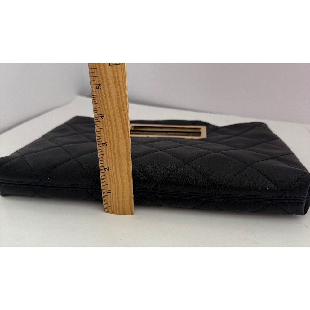INC Juditth International Concepts black quilted clutch gold removable chain - Picture 9 of 9